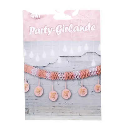 Produktbild von Wimpel-Girlande Happy Birthday rosa rosegold