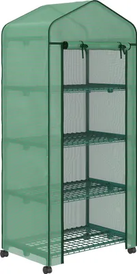 Image de Outsunny Serre de jardin avec étagères 4 niveaux, serre de balcon, bâche renforcée, châssis en acier, porte zippée, pour légumes plantes fleurs, intérieur et extérieur, 69 x 50 x 165 cm, vert