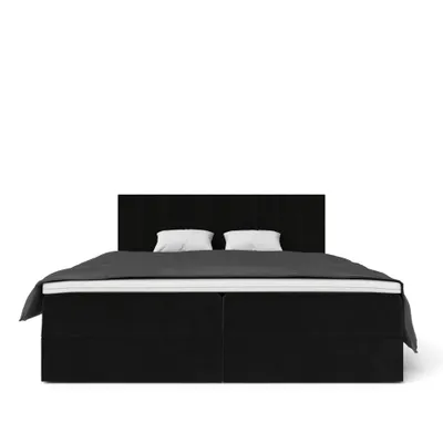 Produktbild von QLA Möbel Boxspringbett Bergamo 180x200 mit 2 Bettkästen, Doppelbett mit Matratze und Topper, Polsterbett, Bett. Farbe Schwarz