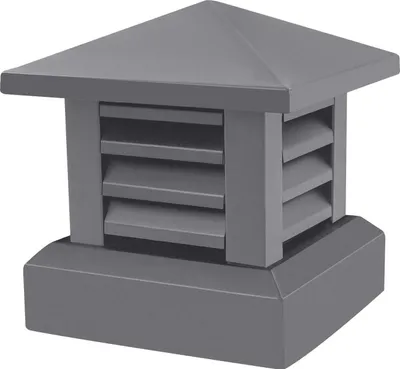 Produktbild von Schornsteinabdeckung - Kaminaufsatz Regenschutz - Aluminiumlegierung 1,2 mm - Rost- und regenfest - Boden 25,5×25,5 cm - Oberteil 27×27 cm - Dunkelgrau