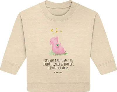 Produktbild von Mr. & Mrs. Panda Organic Baby Pullover Schwein Glück 6. - 12. Monat - Natural Raw - Geschenk, Bullover, Lustige Sprüche, Träume, Glücksbringer, Sterne, Ziele, Motivation