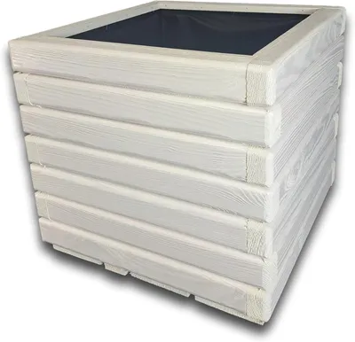 Produktbild von HolzGarden Pflanzkübel Holz 40x40x40 cm Imprägniert Farbe Weiss Wetterfest Blumenkasten Blumentopf Balkon Garten Pflanzkasten 41l