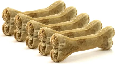 Produktbild von DOGBOSS 100% Natur Kauknochen - Hundeknochen, Rinderhaut mit Hähnchen, 5 Stück 12 cm