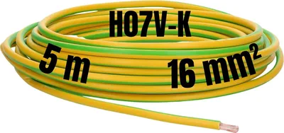 Produktbild von 5 Meter Lapp 4520006 H07V-K 16,0 mm² grün-gelb I Erdungskabel I Schutzleiter 16mm2 I Verdrahtungsleitung I Aderleitung flexibel I PVC-Einzelader I Litze I Verdrahtung