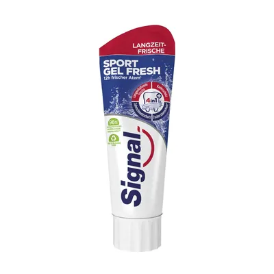 Produktbild von Signal blaue Sport Gel Fresh Zahncreme mit weißen Streifen 75ml