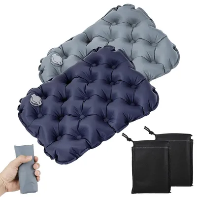 Produktbild von Aufblasbares Sitzkissen 2er Set, ultraleicht & faltbar, wasserdicht, schnell aufblasbar, für Camping, Wandern, Strand & Stadion, bequem & tragbar
