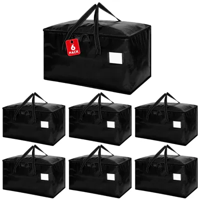 6er-Set Aufbewahrungstaschen 93 L, faltbar, wasserabweisend, schwarz
