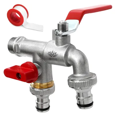Obrázek produktu pro Kvalitní venkovní dvouvýstupový kohoutek z mosazi, průměr 1/2 palce