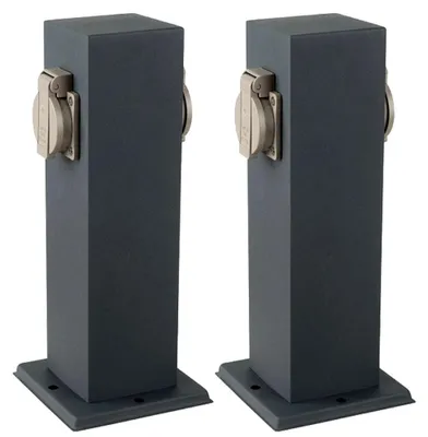 Produktbild von 2x Energieverteiler, 2 Steckdosen, grau, H 30 cm, VT-1155-2