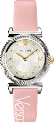 Produktbild von Versace VERE00118 V-Motiv silber pink rosa Leder Armband Uhr Damen NEU