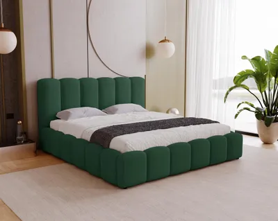 Produktbild von Polsterbett 200x200 cm Florent - Bettkasten, Lattenrost - Doppelbett 200 x 200 cm, Samtstoff Grün (Magic Velvet 2225)