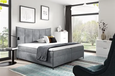 Produktbild von Boxspringbett Schlafzimmerbett FABIEN 160x200cm Grau inkl. Bettkasten