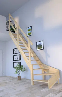 Produktbild von Holztreppe Korfu 1/4 gewendelter Ausführung links-Holzgeländer-ohne Setzstufen