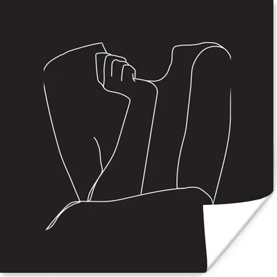 Produktbild von MuchoWow® Poster Frauen - Strichzeichnungen - Schwarz - Weiß 75x75 cm - Wand Dekoration