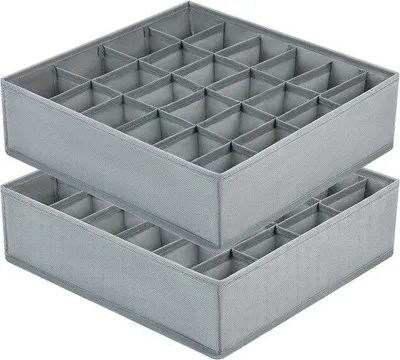 Produktbild von Famanu Organizer für Unterwäsche und Socken - Faltbar, Set von 2 mit 24 Fächern, Beige