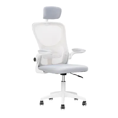 Produktbild von FORCE ONE Ergonomischer Bürostuhl X-OFFICE Drehstuhl | Atmungsaktive Mesh-Rückenlehne & Höhenverstellung | Weiß-Grau