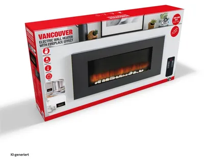 Image de Classic Fire Classic Fire Electric Atmosphere Fireplace Vancouver - Télécommande et minuterie - Flammes LED - 2000W - Noir