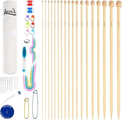 Immagine prodotto di Set di ferri da maglia in legno da 2-10 mm, 33 pezzi, per principianti