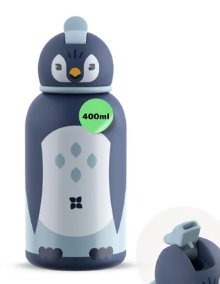 Kleinkind-Trinkflasche Inox 400 ml, auslaufsicher, mit Strohhalm