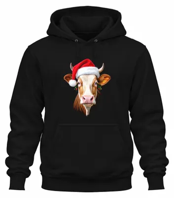 Productafbeelding van Kersttrui, Sinterklaasmuts, boerderijthema, cadeau, schattig, grappig, uni, hoodie, zwart, maat M