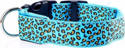 Image de Collier LED pour chien imprimé léopard /Blue XS