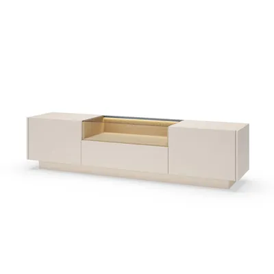 Produktbild von BETTSO TV-Board 176 cm KIRO TV-Tisch mit Schublade und LED-Beleuchtung – Beige / Cremona Eiche