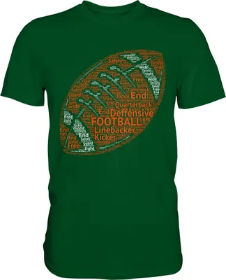 Produktbild von American Football Wortwolke Linemen Verteidigung T-Shirt – Bottle Green / XL