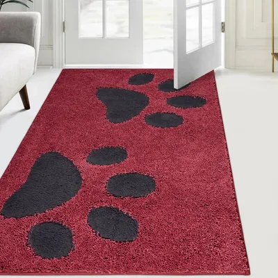 Produktbild von FCSDETAIL Schmutzfangmatte waschbar 84x150cm Fußmatte Innen rutschfest wasserdicht Teppich Rot