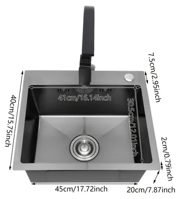 Zdjęcie produktu dla Zlewozmywak kuchenny - Zlewozmywak - Umylwalka - Zlew - Zlewozmywak do zabudowy - Stal nierdzewna 201 - Kran obrotowy o 360°