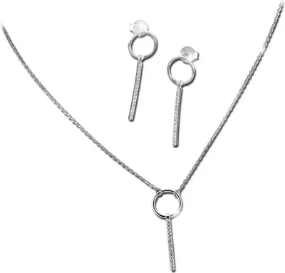 Produktbild von SilberDream Kette Anhänger Ohrringe Zirkonia Damen Silber weiß Set D2GSS401W