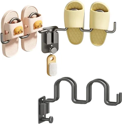 Produktbild von Wandmontierter Schuhorganizer mit 180° Rotation, faltbar, für 2 Paar Schuhe, Schuhregal für die Wand