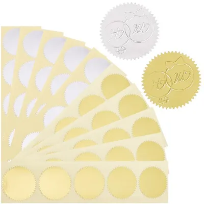 200 Blanko-Prägesticker, Goldfolie, rund, 4,5 cm, selbstklebend