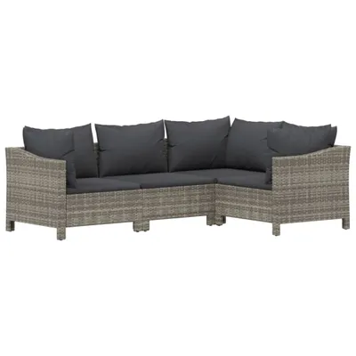 Image de Salon de jardin 8 pcs avec coussins Gris Résine tressée