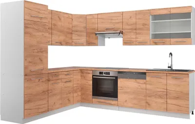 Produktbild von Eckküche Vicco Fame-Line Goldkraft Eiche/Weiß 287 x 60 cm , AP Eiche, Model 42219