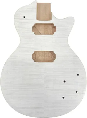 Imagen del producto de Cuerpo de guitarra Silecomplaza, sin pintar, con mástil de una sola pieza, hecho de caoba y arce. Kit de guitarra DIY