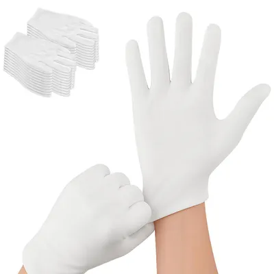 Obrázek produktu pro Bavlněné rukavice, bílé, 12 párů, univerzální velikost, opakovaně použitelné, prodyšné