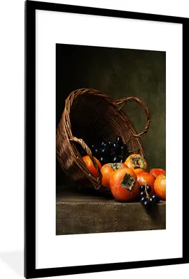 Produktbild von MuchoWow® Gerahmtes Poster Rustikal - Obst - Korb - Stilleben 60x90 cm - Poster mit Schwarzem Bilderrahmen Wandposter Rahmen Foto Bilder - Dekoration - Wandposter Wohnzimmer - Hochwertig