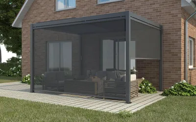 Immagine prodotto di Tenda laterale in textilene per pergola bioclimatica lato 270x218h cm Solarium -  DarkGrey
