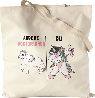 Produktbild von Andere Doktorinnen Du Jutebeutel Stoffbeutel Canvas  Pferd Einhorn Geschenkidee Lustig Promotion Studium Ärztin
