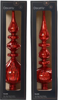 Productafbeelding van Piek glas d9h35 cm kerstrood a2 Decoris