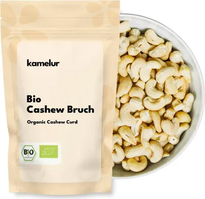 Produktbild von Kamelur 1kg BIO Cashewbruch - Cashew Nüsse Stücke ohne Zusätze, BIO Cashewkerne