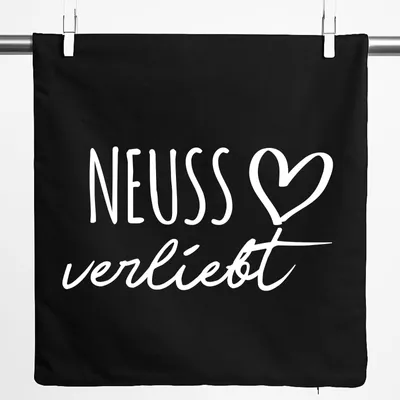 Produktbild von Huuraa Kissenbezug Neuss verliebt 40x40cm Black Baumwolle Dekokissenbezug Geschenkidee