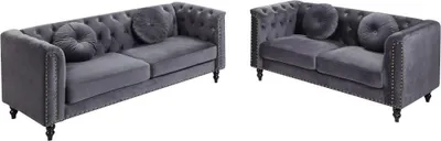 Produktbild von TURNER 3-Sitzer und 2-Sitzer Sofa in Velours - Farbe Anthrazit