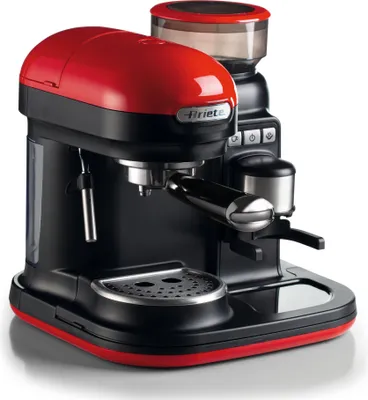 Produktbild von Ariete Siebträger-Espressomaschine moderna mit Kaffeemühle und Aufschäumdüse, rot/schwarz