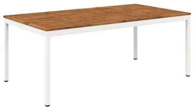 Immagine prodotto di vidaXL Tavolo da giardino, naturale e bianco, 196 x 100,5 x 75 cm