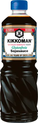 A bottle of Kikkoman gluten-free soy sauce.