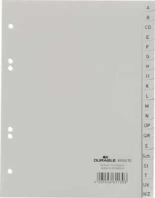 Immagine prodotto di DUREVOLE Indice per cartelle di metà formato, alto A-Z grigio 20 pezzi, 1 pz.