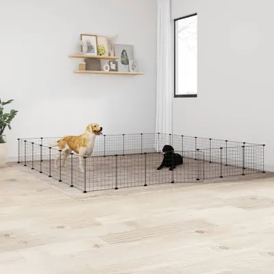 Produktbild von vidaXL 28dílná klec pro domácí mazlíčky s dvířky černá 35x35 cm ocelová