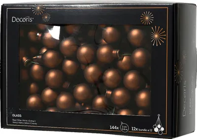 Produktbild von Weihnachtskugeln am Draht 2cm Glas 144 Stück - Espressobraun matt
