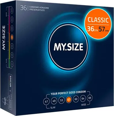 Produktbild von MY.SIZE Kondome Größe 4, 57 mm, 36 Stück Großpackung | gefühlsecht hauchzart | dünne 0,07 mm Wandstärke